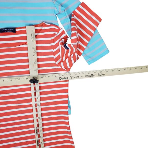 Lot Of 2 Saint James Garde Cote Striped Shirt Sz 4 3/4 Sleeve UV Nautical Preppy - Picture 16 of 16